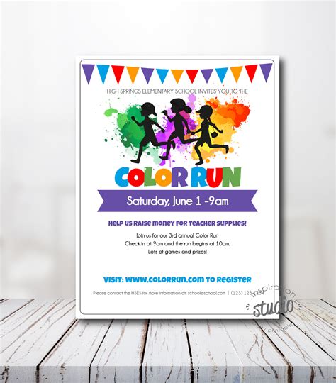 Editable Color Run Flyerposter Printable Invitation