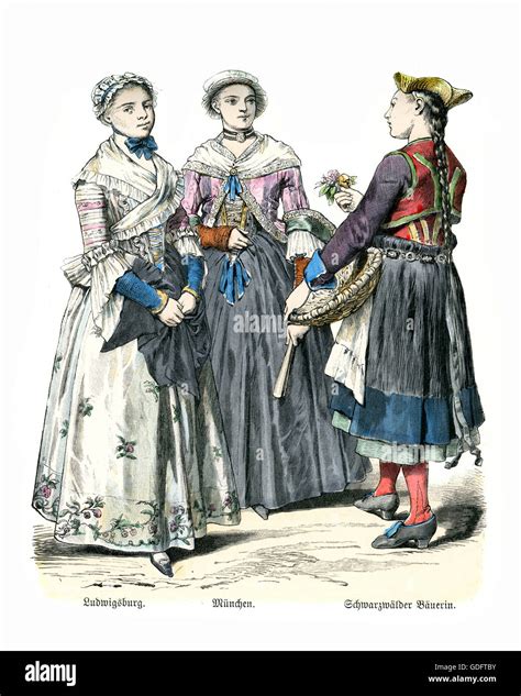 Fashions Of The 18th Century Women Wearing The Costumes Of Ludwigsburg