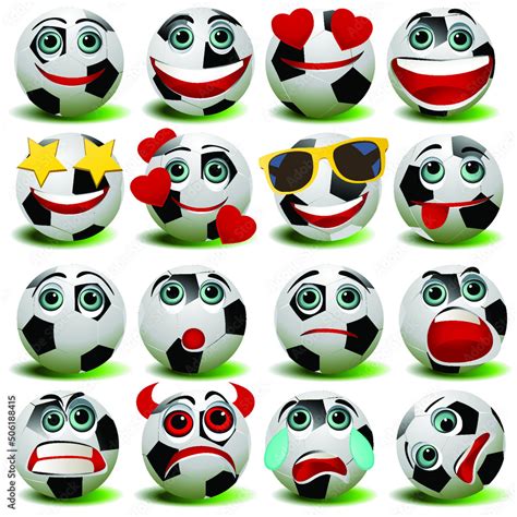 Vetor Do Stock Set Of Emoticon Soccer Icons Cartoon Football Emoji