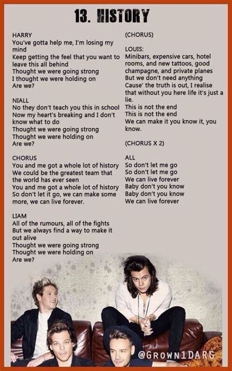 Lyrics To One Directions History Madeintheam One Direction Lyrics