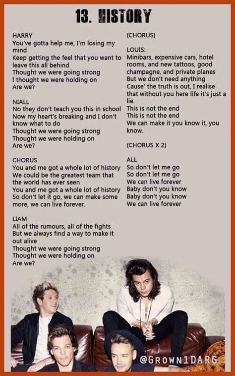 Both things are penalized with some life. Lyrics to One Direction's 'History' #MadeInTheAM | One ...