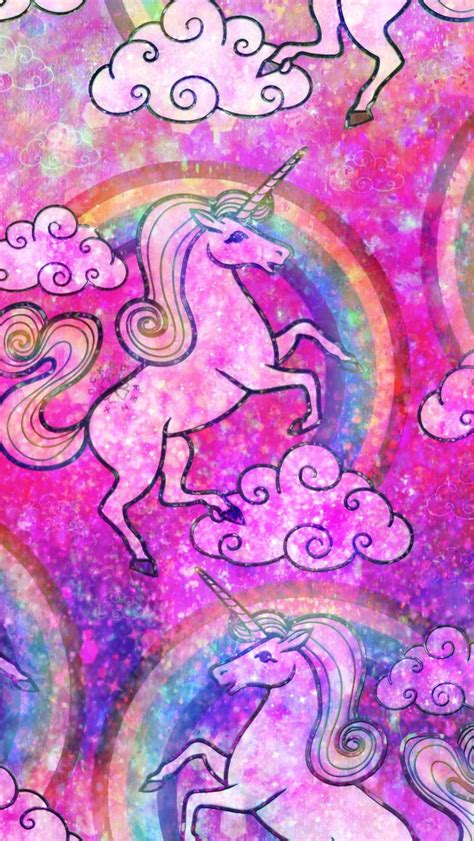 Glittery Galaxy Rainbow Unicorn Wallpaper