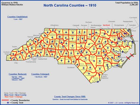 North Carolina In The 1900s The Counties As Of 1910