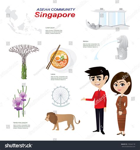 Illustration Cartoon Infographic Singapore Asean Community Stock Vector