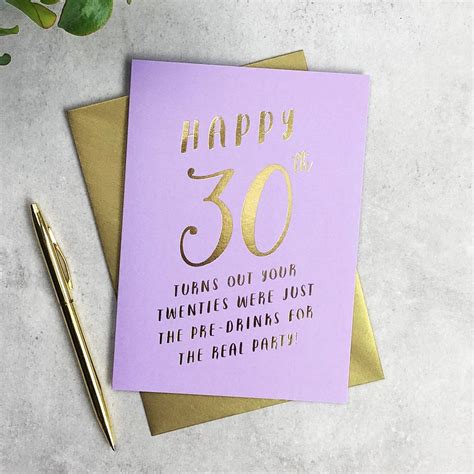 Here is a look at some amazing examples of what to write in a 30th birthday card that is funny for anyone entering into their third decade. 30th Birthday Pre Drinks Card By Paper Plane ...