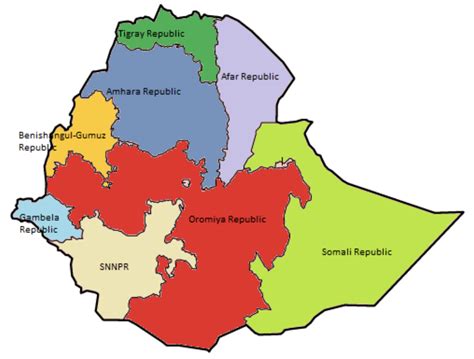 Map Of Ethiopia Regions