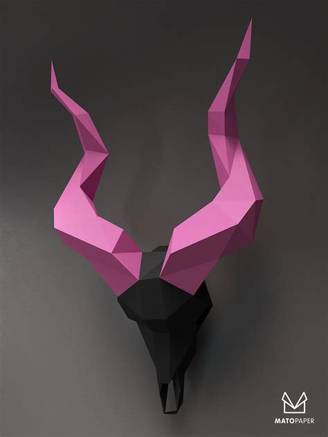 Deer Skull Sculpture Svg Papercraft 3d Maleficent Horns Etsy In 2021