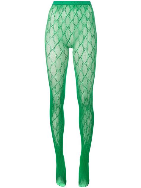 Gucci Synthetic Gg Logo Tights In Green Lyst