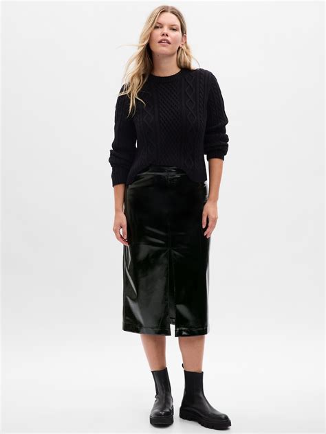 vegan leather midi skirt gap