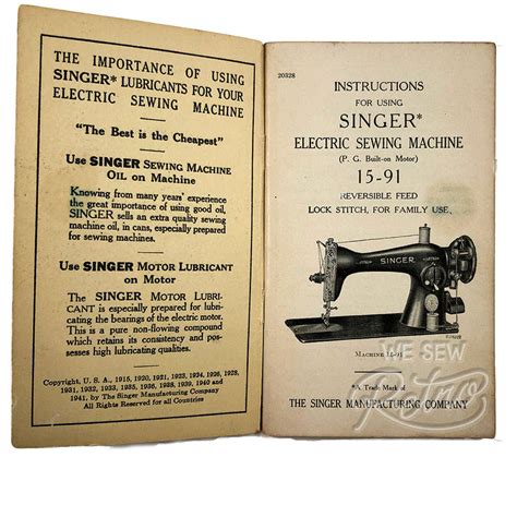 Vintage Singer 15 91 Sewing Machine Instruction Manual Wesewretro