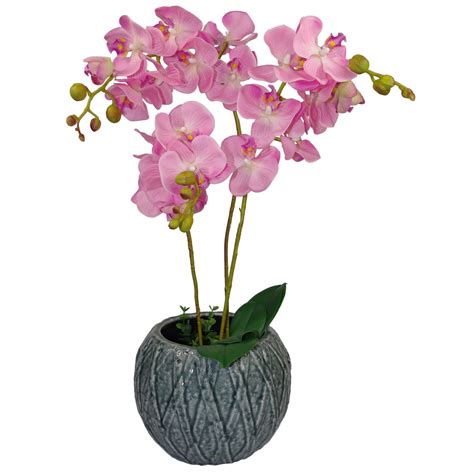 60cm Artificial Luxury Orchid Triple Stem Pink Realistic Plant Leaf Artificial Plants