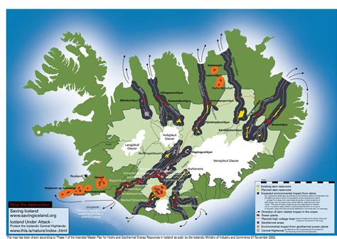 Iceland Dam And Geothermal Impact Map Iceland Mappery Iceland
