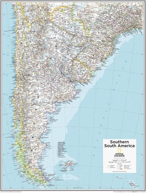 National Geographic Southern South America Wall Map 22