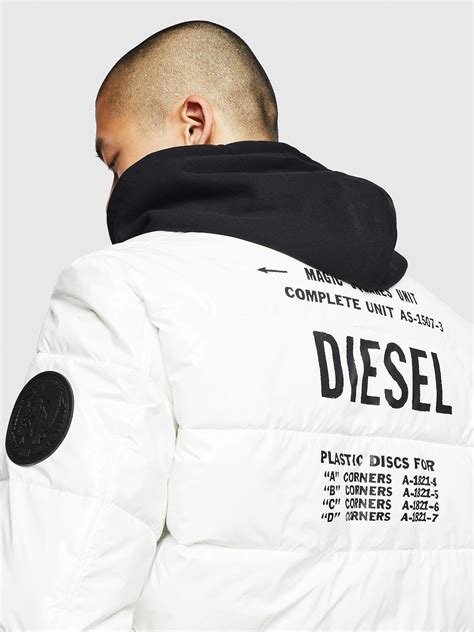 Diesel Synthetic W On Padded Bomber Jacket In White For Men Lyst