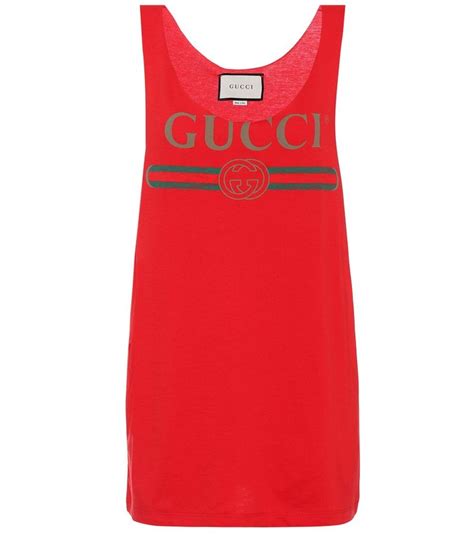 Gucci Printed Cotton Tank Top The Iconic Gucci Vintage Logo Reappears On This Bold Red Tank