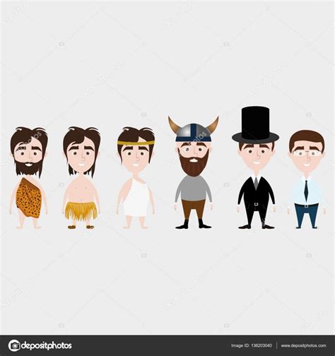 Human Man Dresses Evolution From Primitive Man To Modern Stock Vector
