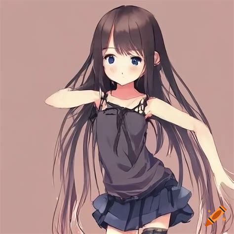 Cute Japanese Anime Girl With Long Hair And A Shy Smile On Craiyon