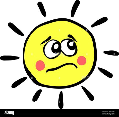 Sad Sun Illustration Vector On White Background Stock Vector Image