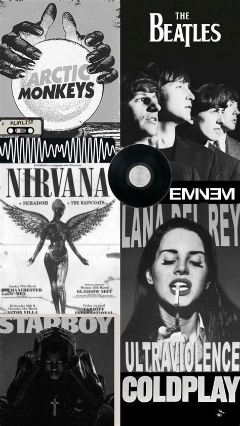 The Beatles Album Covers Are Shown With Black And White Images