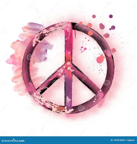 Watercolor Peace Sign Stock Illustration Illustration Of Digital