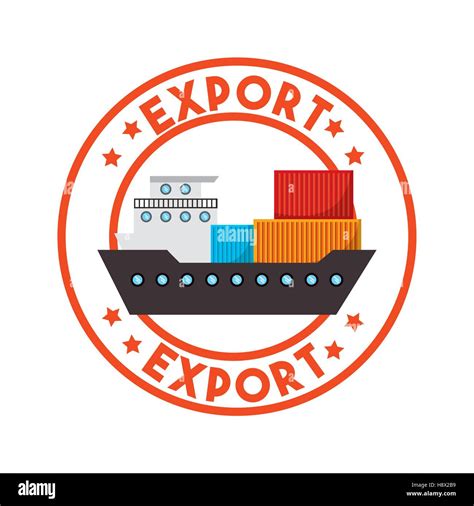Stamp Of Export With Cargo Ship Icon Inside Export And Import Colorful