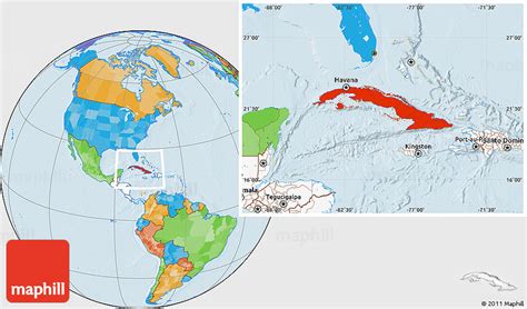 Cuba Highlighted On World Map