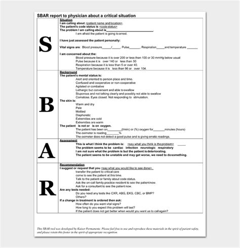 Printable SBAR Templates Examples Word PDF Google Docs