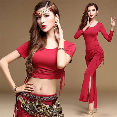 Buy Online Sexy Modal Oriental Belly Dance Costume Set Crop Top Flare Pants For Women Eastern