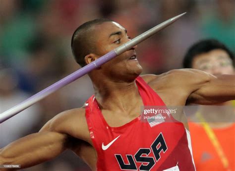 Ashton Eaton Of Usa In Action During The Javelin Throw Of The News