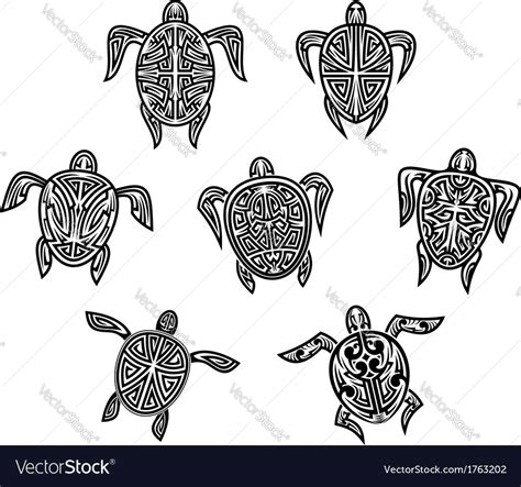 Tribal Turtles Tattoos Royalty Free Vector Image