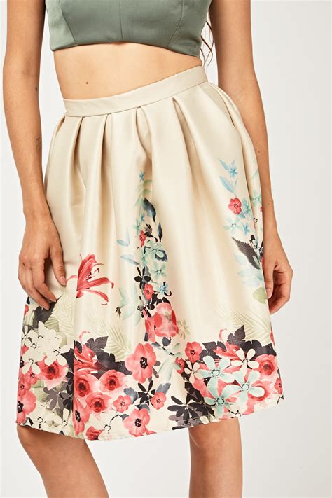 Printed Flared Sateen Circle Skirt Just 7
