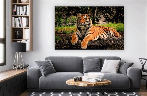 Tiger Painting Canvas Wall Art Tiger Canvas Tiger Print Animal Etsy