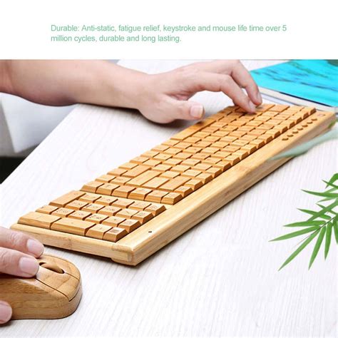 24g Wireless Bamboo Pc Keyboard And Mouse Combo Computer Etsy