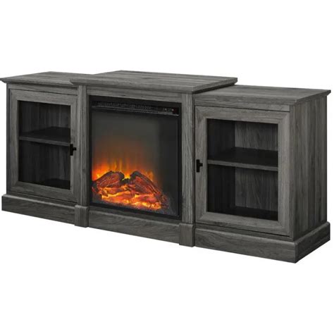 Classic Tiered Top Fireplace TV Console Slate Grey VigsHome