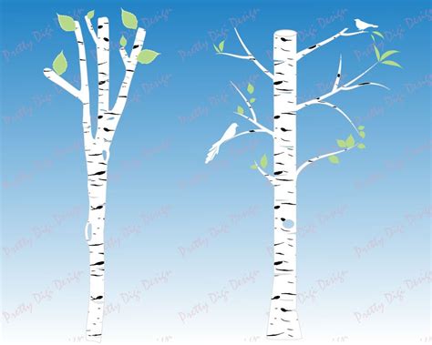 White Birch Clipart Tree Clipart Birch Vector Birch Png Etsy