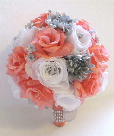 Coral Silver Gray Roses And Dreams Coral Wedding Decorations