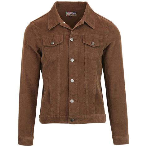 Woburn Mens Retro 60s Mod Corduroy Western Jacket In Cocoa Western