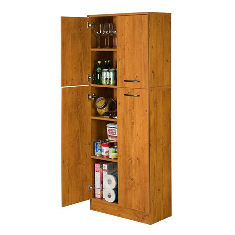 Large Wooden Pantry Utility Storage Cabinet 4 Door 5 Shelves Garage