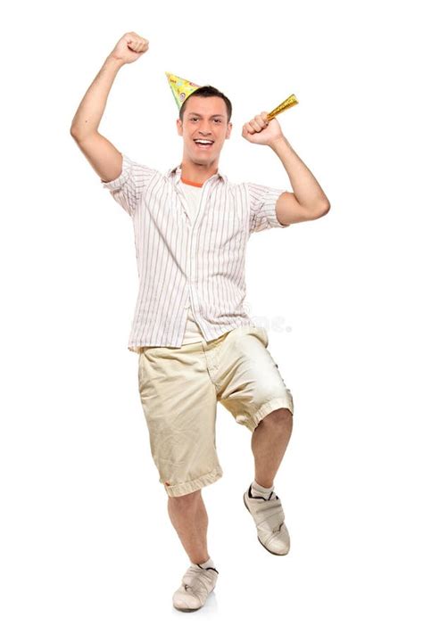 Full Length Portrait Of A Party Person Celebrating Stock Image Image