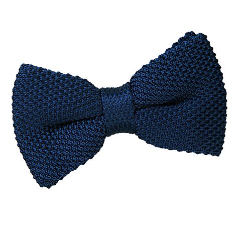 Mens Knitted Navy Blue Bow Tie
