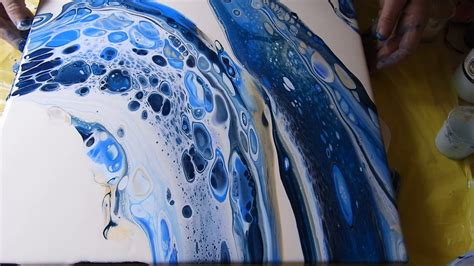 Acrylic Pouring Blue Gold White Youtube