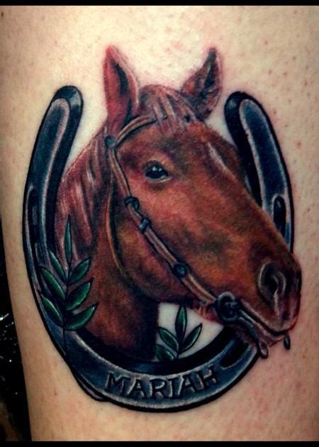 Mariah Horse Tattoo By Haley Adams Tattoos Horse Tattoo Horse Shoe