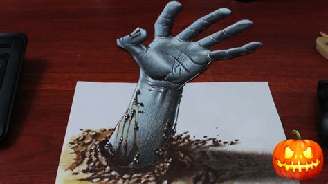Drawing A 3d Zombie Hand Halloween Week 2 Youtube