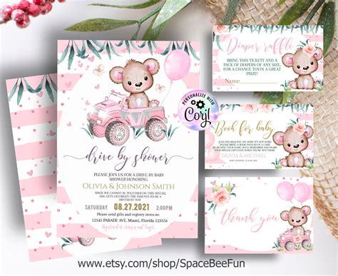 Invitations And Announcements Invitations Printable Bear Balloons Package Invitations Editable