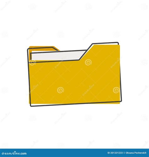Yellow Folder Icon With A Sheet Of Paper Vector Folder Icon Cartoon
