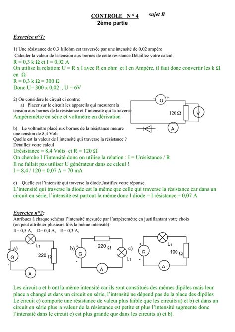 Avec la cinquième, un nouveau cycle pédagogique commence, le cycle 4, dit des approfondissements. CONTROLE N ° 4 sujet B 2ème partie Exercice n°1: 1) Une