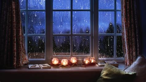 Heavy Rain On Window Sounds For Sleep 8 Hours Cozy Reading Nook