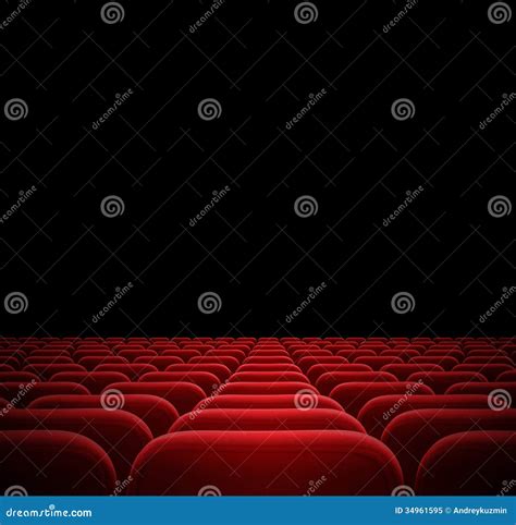 Red Seats In Dark Cinema Stock Image Image Of Presentation 34961595