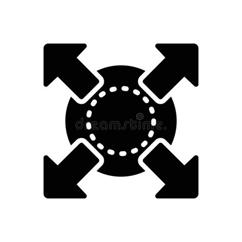 Black Solid Icon For Extend Expand And Enlarge Stock Vector