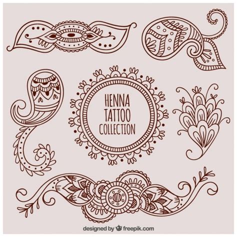 Set Decorative Henna Tattoos Vector Free Download